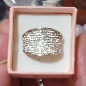 SIZE 9 STAMPED S925 SILVER WHITE SAPPHIRE RING